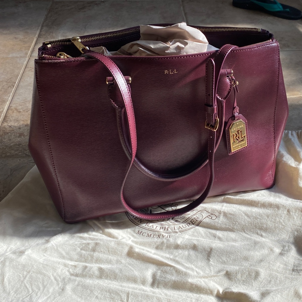 Ralph Lauren Rich Burgundy Tote Bag
